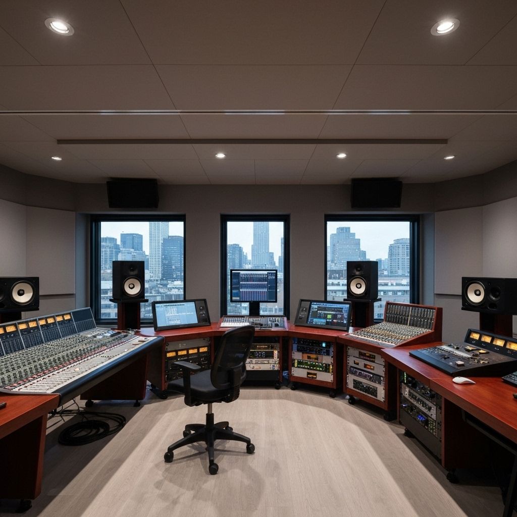 Professional audio equipment in a clean studio